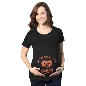 Maternity so Pregnant It's Scary T Shirt Funny Halloween Jack-O-Lantern